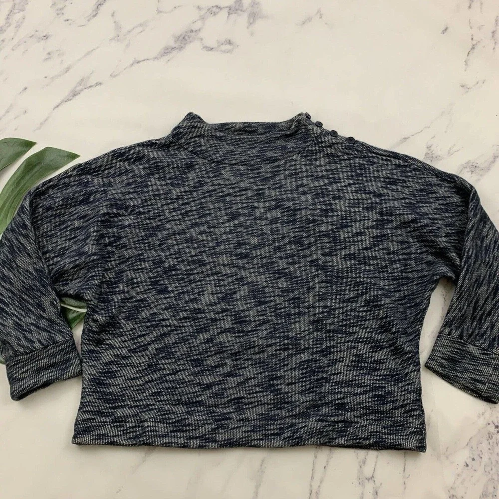 Point Sur J.Crew Dolman Sleeve Mock Neck Sweater Size M Heather Blue Pullover